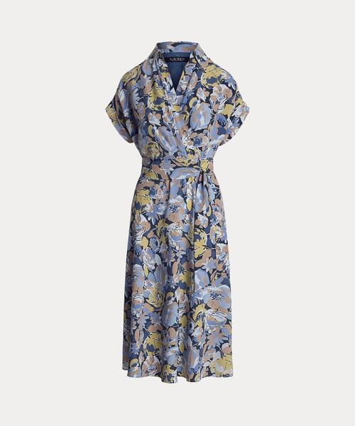 LAUREN RALPH LAUREN(ローレン ラルフ ローレン)の「フローラル ベルテッド クレープ ドレス(ワンピース・レディース・ブルー・2/0/00/8/6/4)」の7枚目の写真