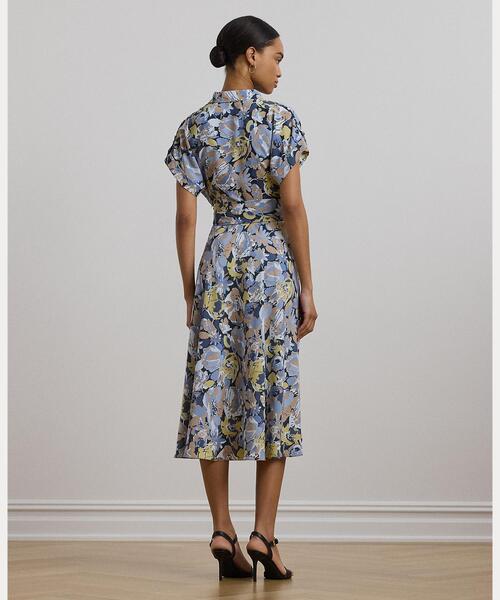 LAUREN RALPH LAUREN(ローレン ラルフ ローレン)の「フローラル ベルテッド クレープ ドレス(ワンピース・レディース・ブルー・2/0/00/8/6/4)」の5枚目の写真