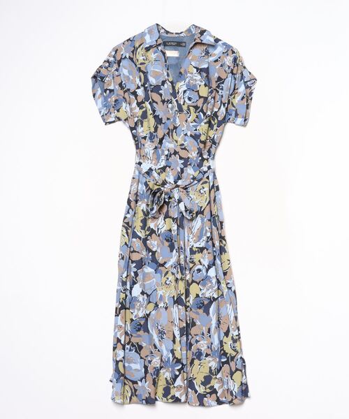 LAUREN RALPH LAUREN(ローレン ラルフ ローレン)の「フローラル ベルテッド クレープ ドレス(ワンピース・レディース・ブルー・2/0/00/8/6/4)」の3枚目の写真