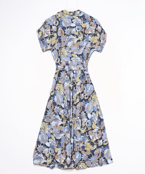 LAUREN RALPH LAUREN(ローレン ラルフ ローレン)の「フローラル ベルテッド クレープ ドレス(ワンピース・レディース・ブルー・2/0/00/8/6/4)」の2枚目の写真