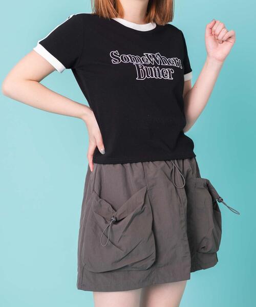 WOND(ウォンド)の「WOND/Butter リンガーピチT(Tシャツ/カットソー・レディース・ホワイト/ブラック・FREE)」の2枚目の写真