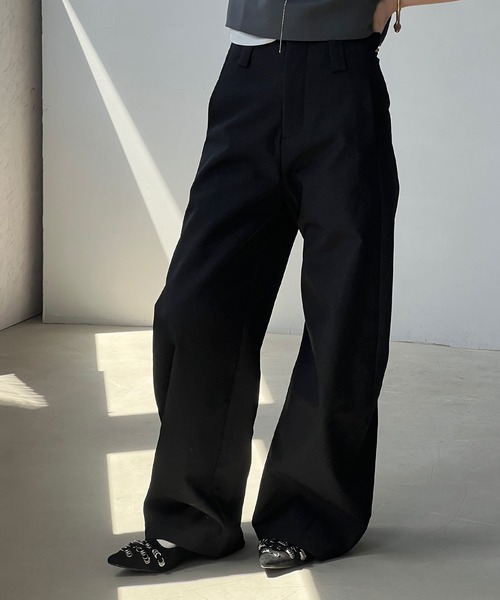 chuclla（チュクラ）の「カーブシーム ワイドトラウザーズ chw25s049（その他パンツ・レディース・ダークパープル/ブラック/アイボリー・S/M/L）」の3枚目の写真