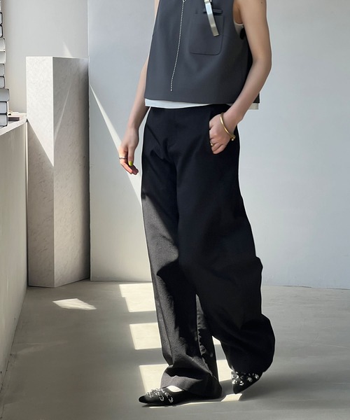 chuclla（チュクラ）の「カーブシーム ワイドトラウザーズ chw25s049（その他パンツ・レディース・ダークパープル/ブラック/アイボリー・S/M/L）」の12枚目の写真