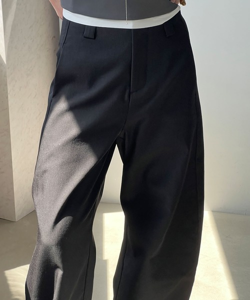 chuclla（チュクラ）の「カーブシーム ワイドトラウザーズ chw25s049（その他パンツ・レディース・ダークパープル/ブラック/アイボリー・S/M/L）」の13枚目の写真