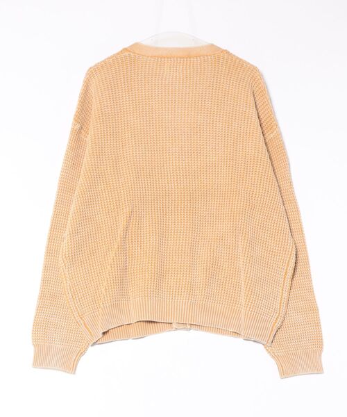 Revo.（レボ）の「Revo. パウダーブリーチ加工 ワッフル編み スプリングニット ルーズ カーディガン（カーディガン/ボレロ・メンズ・ブルー/ブラック/グレイッシュベージュ/マスタード・1/2）」の5枚目の写真