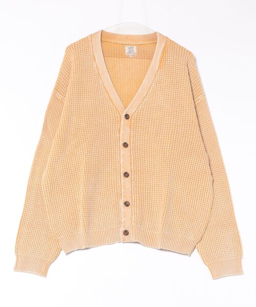 Revo.（レボ）の「Revo. パウダーブリーチ加工 ワッフル編み スプリングニット ルーズ カーディガン（カーディガン/ボレロ・メンズ・ブルー/ブラック/グレイッシュベージュ/マスタード・1/2）」の9枚目の写真