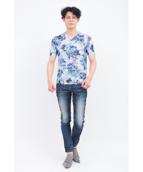 TORNADO MART(トルネードマート)の「TORNADO MART∴メタルハイビスカスプリント半袖カットソー(Tシャツ/カットソー・メンズ・その他1/その他2/ブルー系1・M/L/LL/XXL)」の13枚目の写真
