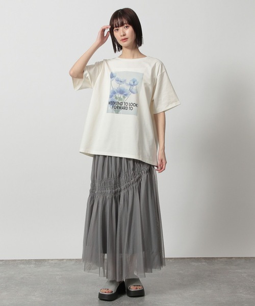 LAKOLE（ラコレ）の「フラワーフォトTEE / 325508（Tシャツ/カットソー・レディース・イエロー/オフホワイト/チャコールグレー・FREE）」の18枚目の写真