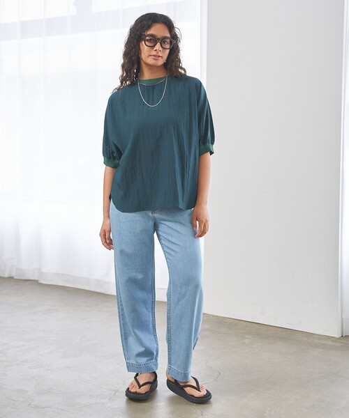 J.PRESS YORK STREET(ジェイプレスヨークストリート)の「【WOMEN】ワッシャードルマン ブラウス(シャツ/ブラウス・レディース・ダルブルー系/ダークグリーン系/ライトグレー系/イエロー系/ネイビー系・F)」の6枚目の写真