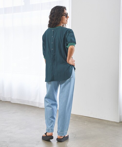 J.PRESS YORK STREET(ジェイプレスヨークストリート)の「【WOMEN】ワッシャードルマン ブラウス(シャツ/ブラウス・レディース・ダルブルー系/ダークグリーン系/ライトグレー系/イエロー系/ネイビー系・F)」の8枚目の写真