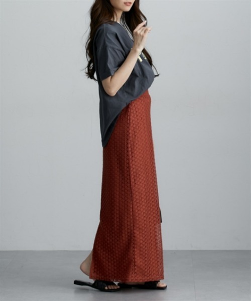 nissen（ニッセン）の「透かし編みナロースカート（スカート・レディース・ブラック/レッド/ブラウン・M）」の16枚目の写真