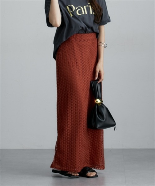 nissen（ニッセン）の「透かし編みナロースカート（スカート・レディース・ブラック/レッド/ブラウン・M）」の17枚目の写真