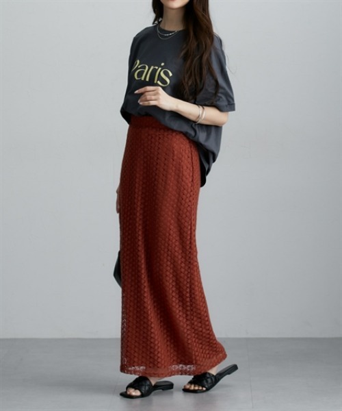 nissen（ニッセン）の「透かし編みナロースカート（スカート・レディース・ブラック/レッド/ブラウン・M）」の18枚目の写真