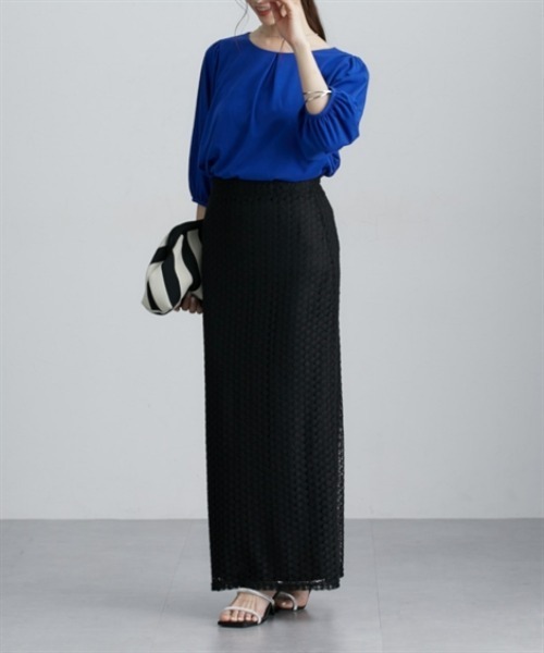 nissen（ニッセン）の「透かし編みナロースカート（スカート・レディース・ブラック/レッド/ブラウン・M）」の8枚目の写真