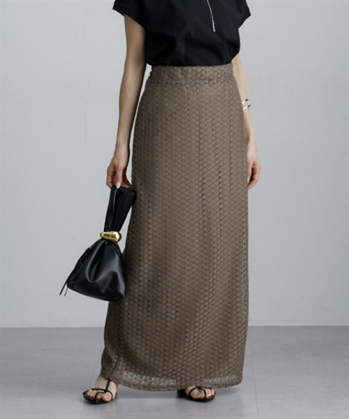 nissen（ニッセン）の「透かし編みナロースカート（スカート・レディース・ブラック/レッド/ブラウン・M）」の11枚目の写真