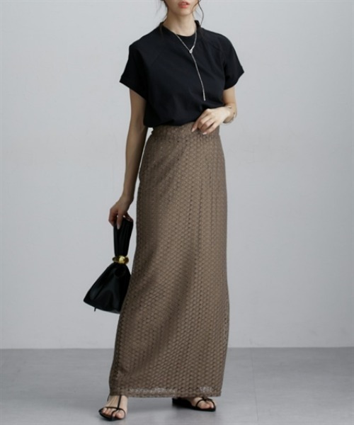 nissen（ニッセン）の「透かし編みナロースカート（スカート・レディース・ブラック/レッド/ブラウン・M）」の12枚目の写真