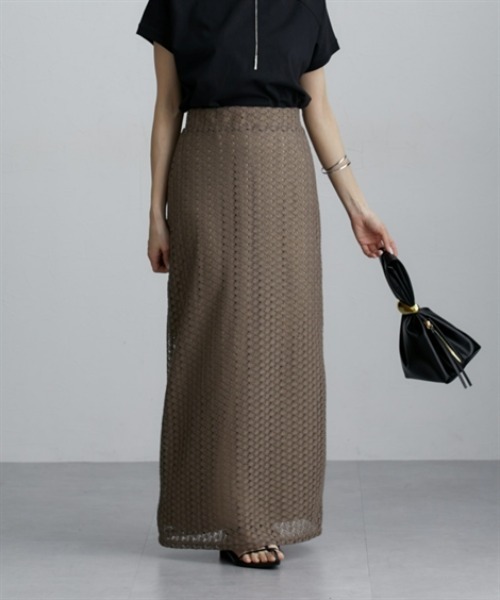 nissen（ニッセン）の「透かし編みナロースカート（スカート・レディース・ブラック/レッド/ブラウン・M）」の19枚目の写真