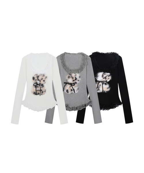 HOOK(フック)の「【HOOK】for girls ファーフリルトップス(Tシャツ/カットソー・レディース・ブラック/グレー/ホワイト・SMALL/MEDIUM)」の4枚目の写真