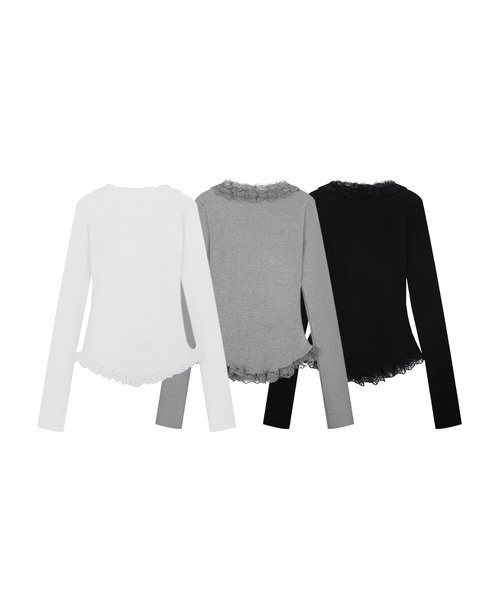 HOOK(フック)の「【HOOK】for girls ファーフリルトップス(Tシャツ/カットソー・レディース・ブラック/グレー/ホワイト・SMALL/MEDIUM)」の5枚目の写真