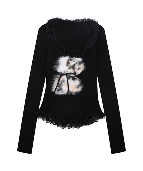 HOOK(フック)の「【HOOK】for girls ファーフリルトップス(Tシャツ/カットソー・レディース・ブラック/グレー/ホワイト・SMALL/MEDIUM)」の10枚目の写真