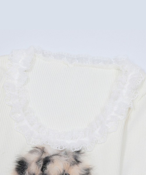 HOOK(フック)の「【HOOK】for girls ファーフリルトップス(Tシャツ/カットソー・レディース・ブラック/グレー/ホワイト・SMALL/MEDIUM)」の12枚目の写真