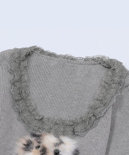HOOK(フック)の「【HOOK】for girls ファーフリルトップス(Tシャツ/カットソー・レディース・ブラック/グレー/ホワイト・SMALL/MEDIUM)」の17枚目の写真