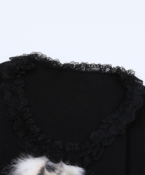 HOOK(フック)の「【HOOK】for girls ファーフリルトップス(Tシャツ/カットソー・レディース・ブラック/グレー/ホワイト・SMALL/MEDIUM)」の21枚目の写真