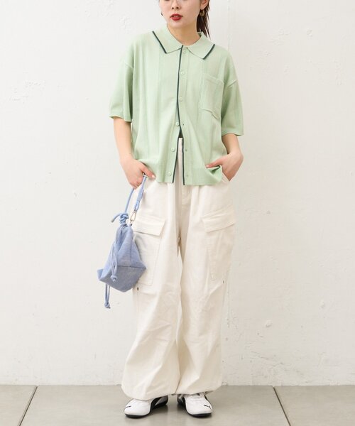 CIAOPANIC TYPY（チャオパニックティピー）の「【UNISEX】ストライプサマーニットカーディガン（カーディガン/ボレロ・レディース・グレー/グリーン/ブラウン・MEDIUM/LARGE）」の14枚目の写真