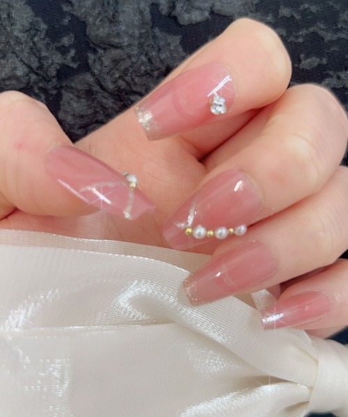 バラエティ デザイン フレンチ スクエア ネイルチップ（ネイルシール