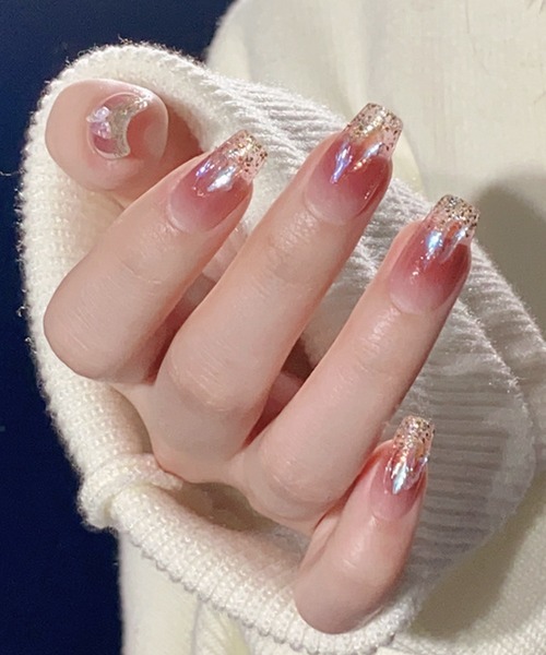 【オーダー】ネイルチップ　フレンチ　レース　薔薇 赤】【全5色】リボンと薔薇の黒レースネイルチップ | Floral