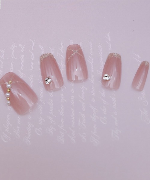 バラエティ デザイン フレンチ スクエア ネイルチップ（ネイルシール