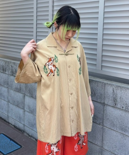 値引 レーヨンナイロン刺繍チャイナブラウス キャンディストリッパー トップス