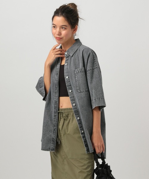 セール】[春夏も着やすい軽めデニム]ハーフスリーブデニムシャツ