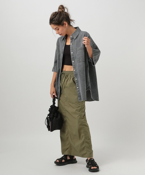 BAYFLOW完売品⭐︎春夏も着やすいハーフスリーブデニムシャツ　ベイフロー セール】[春夏も着やすい軽めデニム]ハーフスリーブデニムシャツ