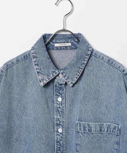 BAYFLOW完売品⭐︎春夏も着やすいハーフスリーブデニムシャツ　ベイフロー セール】[春夏も着やすい軽めデニム]ハーフスリーブデニムシャツ