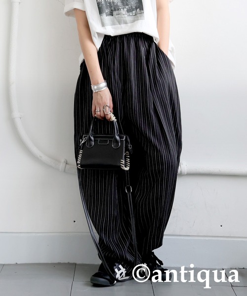 antiqua(アンティカ)の「ストライプバルーンパンツ(その他パンツ・レディース・グレー/ブラック・ONESIZE)」の2枚目の写真
