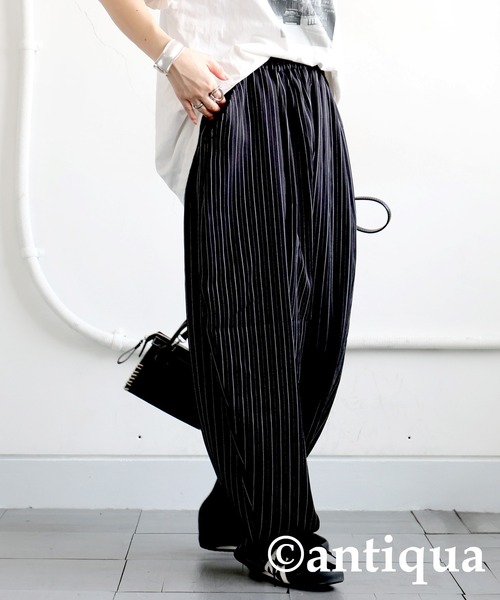antiqua(アンティカ)の「ストライプバルーンパンツ(その他パンツ・レディース・グレー/ブラック・ONESIZE)」の3枚目の写真
