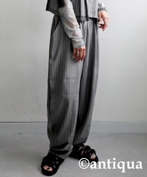 antiqua(アンティカ)の「ストライプバルーンパンツ(その他パンツ・レディース・グレー/ブラック・ONESIZE)」の20枚目の写真