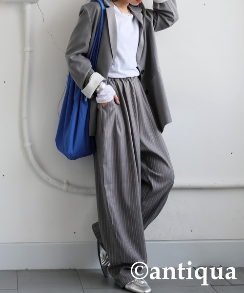 antiqua(アンティカ)の「ストライプバルーンパンツ(その他パンツ・レディース・グレー/ブラック・ONESIZE)」の9枚目の写真