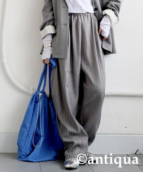 antiqua(アンティカ)の「ストライプバルーンパンツ(その他パンツ・レディース・グレー/ブラック・ONESIZE)」の10枚目の写真