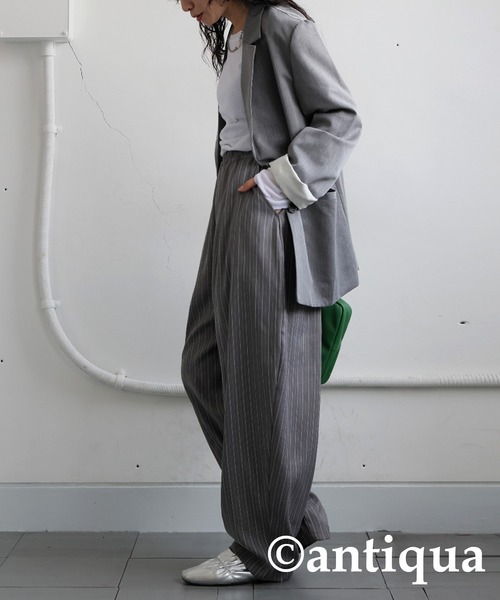 antiqua(アンティカ)の「ストライプバルーンパンツ(その他パンツ・レディース・グレー/ブラック・ONESIZE)」の11枚目の写真