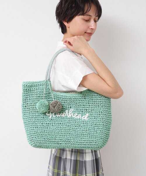 Dessin（デッサン）の「【軽量・A4収納可】ポンポンチャームペーパーロゴトートバッグ（トートバッグ・レディース・グリーン系/イエロー系その他6/ライトグレー系4/ネイビー/チャコール/ベージュ系その他7・00）」の4枚目の写真