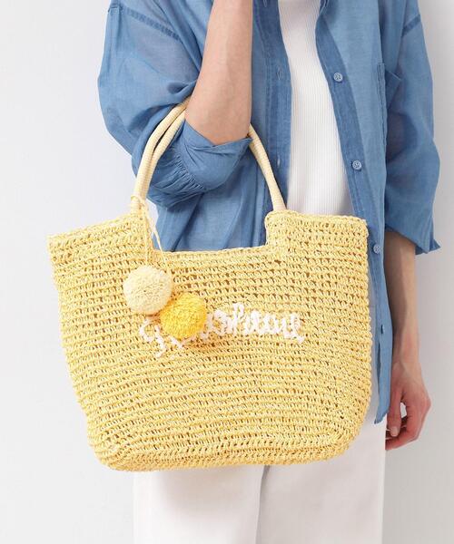 Dessin（デッサン）の「【軽量・A4収納可】ポンポンチャームペーパーロゴトートバッグ（トートバッグ・レディース・グリーン系/イエロー系その他6/ライトグレー系4/ネイビー/チャコール/ベージュ系その他7・00）」の6枚目の写真