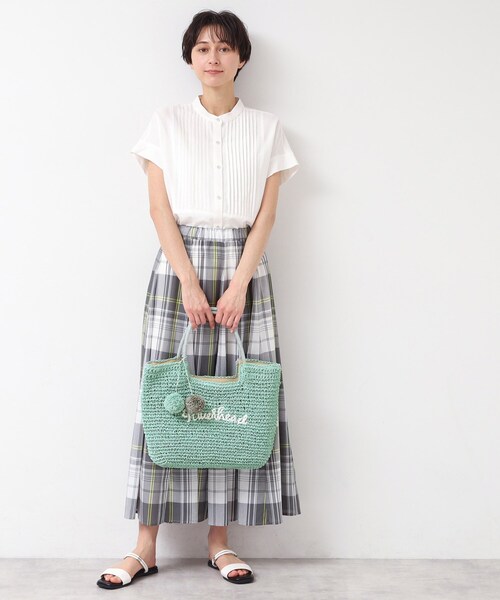 Dessin（デッサン）の「【軽量・A4収納可】ポンポンチャームペーパーロゴトートバッグ（トートバッグ・レディース・グリーン系/イエロー系その他6/ライトグレー系4/ネイビー/チャコール/ベージュ系その他7・00）」の7枚目の写真