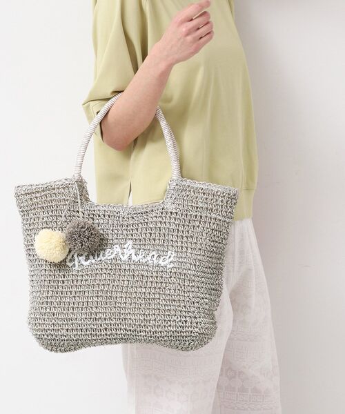 Dessin（デッサン）の「【軽量・A4収納可】ポンポンチャームペーパーロゴトートバッグ（トートバッグ・レディース・グリーン系/イエロー系その他6/ライトグレー系4/ネイビー/チャコール/ベージュ系その他7・00）」の9枚目の写真