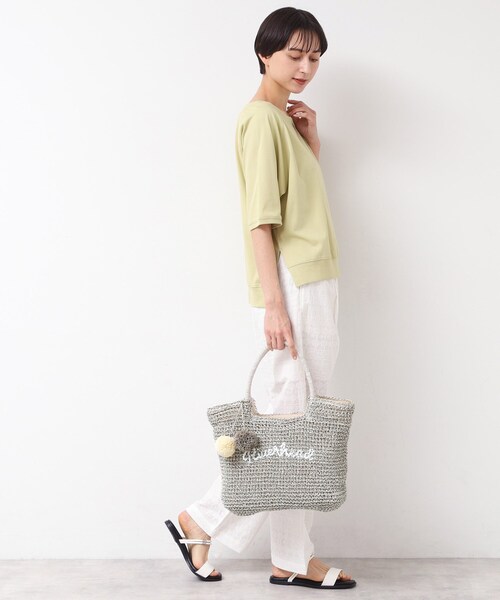 Dessin（デッサン）の「【軽量・A4収納可】ポンポンチャームペーパーロゴトートバッグ（トートバッグ・レディース・グリーン系/イエロー系その他6/ライトグレー系4/ネイビー/チャコール/ベージュ系その他7・00）」の10枚目の写真