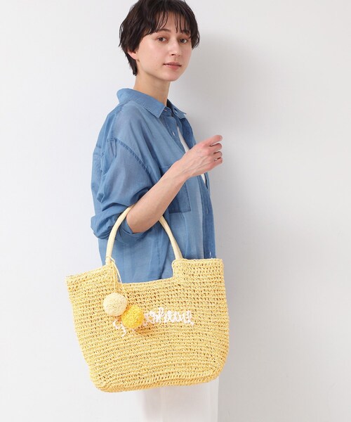 Dessin（デッサン）の「【軽量・A4収納可】ポンポンチャームペーパーロゴトートバッグ（トートバッグ・レディース・グリーン系/イエロー系その他6/ライトグレー系4/ネイビー/チャコール/ベージュ系その他7・00）」の11枚目の写真