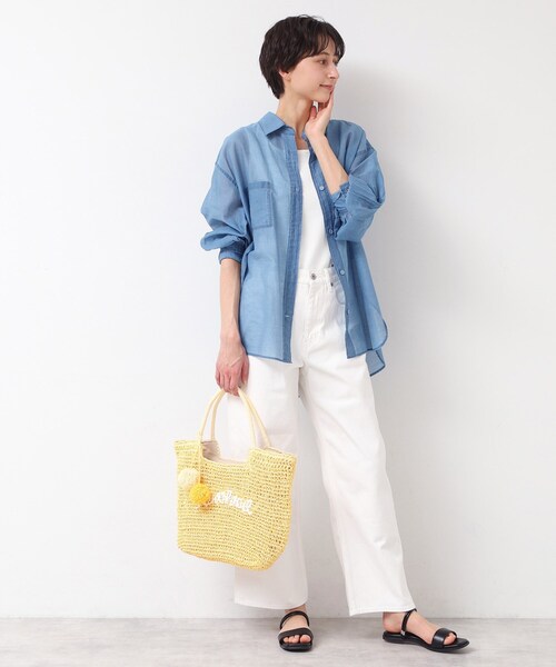 Dessin（デッサン）の「【軽量・A4収納可】ポンポンチャームペーパーロゴトートバッグ（トートバッグ・レディース・グリーン系/イエロー系その他6/ライトグレー系4/ネイビー/チャコール/ベージュ系その他7・00）」の12枚目の写真