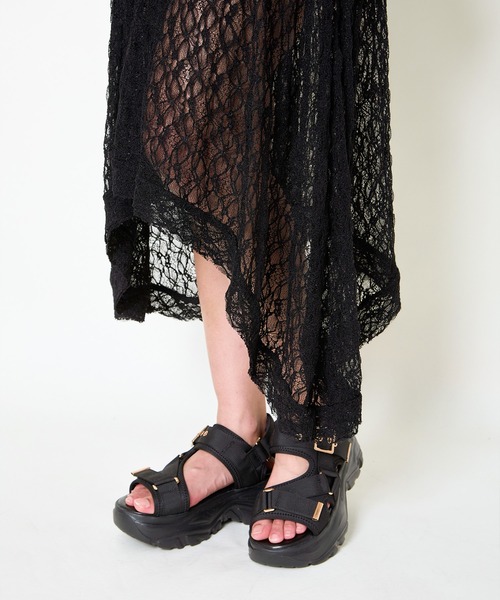 GORGE(ゴージ)の「《透け感レース×アシメヘム》レディース ロング スカート 体型カバー 春夏秋(スカート・レディース・オフホワイト/ブラック・F)」の19枚目の写真