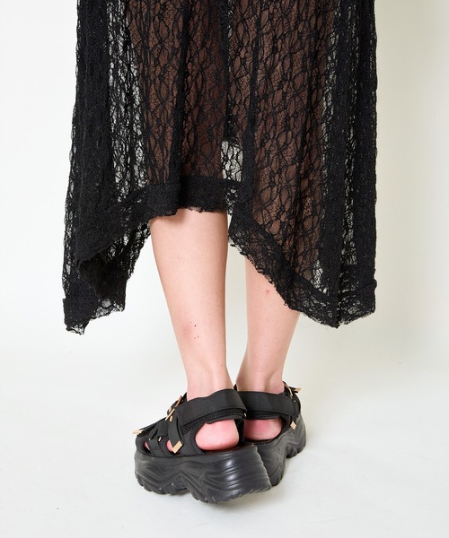 GORGE(ゴージ)の「《透け感レース×アシメヘム》レディース ロング スカート 体型カバー 春夏秋(スカート・レディース・オフホワイト/ブラック・F)」の21枚目の写真